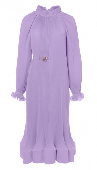 TIBI PLEATED DRESS WITH REMOVABLE BELT – lavender dresses