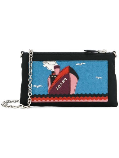 PRADA Saffiano boat patch chain wallet / small wallets/bags - flipped