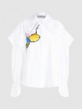 ‎PREEN BY THORNTON BREGAZZI‎ Fern Silk-Appliquéd Cotton Blouse – feminine white blouses