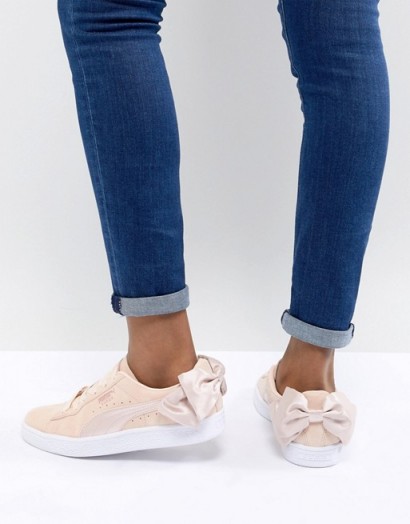 Puma Suede Bow Valentines Trainers In Pink | sports luxe footwear | cute sneakers
