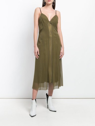 RAG & BONE /JEAN Louise shift dress | dark olive-green slip dresses - flipped