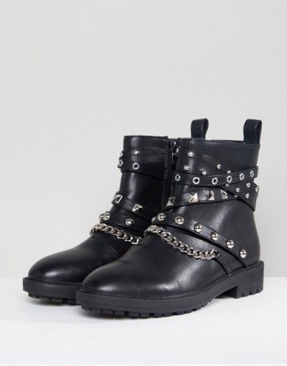 RAID Kacey Black Studded Biker Boots – stud ankle boots