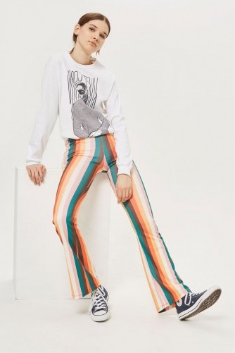 Topshop Rainbow Striped Flared Trousers | stripy flares - flipped