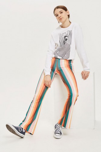Topshop Rainbow Striped Flared Trousers | stripy flares