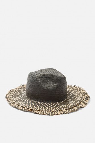 topshop Raw Edge Straw Hat. BLACK WIDE BRIM HATS - flipped