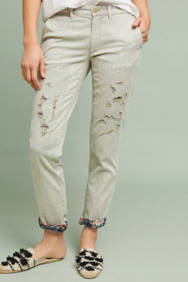Chino by Anthropologie – Relaxed Patched Chino Pants | distressed chinos