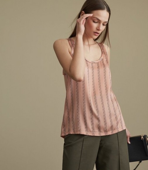 Reiss REMY SILK-FRONT VEST / silky blush pink vests / sleeveless tops - flipped