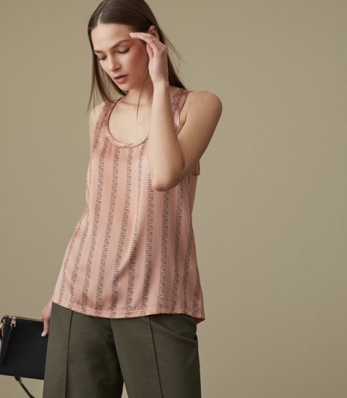 Reiss REMY SILK-FRONT VEST / silky blush pink vests / sleeveless tops