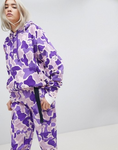 Rip N Dip Oversized Hoodie & Trousers Co-Ord In Camo – purple and lilac camouflage printed hoodies and pants