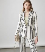 Reiss RODEO JACKET TAILORED BLAZER WHITE/BLACK – striped suit jackets