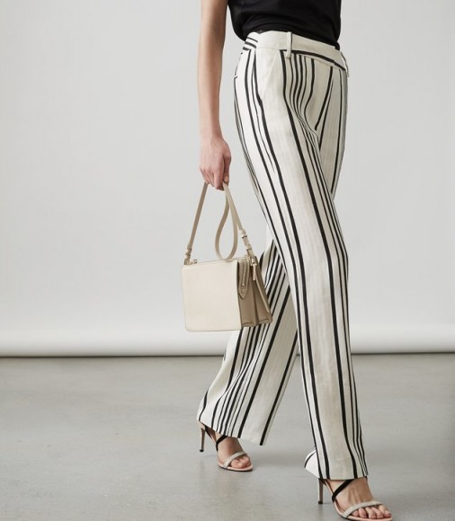 Reiss RODEO TROUSER WIDE-LEG TROUSERS WHITE/BLACK – stripe pant suit trousers – effortless style clothing