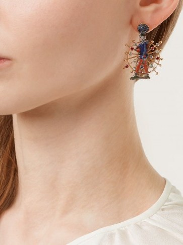 FRANCESCA VILLA Rose-gold, sapphire toy soldier earrings ~ gemstone statement jewellery - flipped