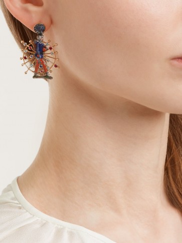 FRANCESCA VILLA Rose-gold, sapphire toy soldier earrings ~ gemstone statement jewellery