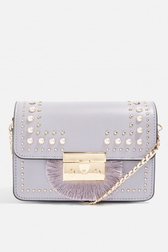 topshop Rosie Pearl Fringe Cross Body Bag. SMALL LILAC CHAIN STRAP BAGS