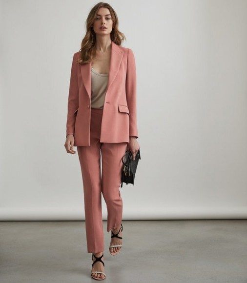 REISS ROZA JACKET SINGLE-BREASTED BLAZER ROSE PINK ~ luxe trouser suit jackets - flipped