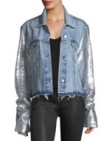 RtA Haylee Button-Front Denim Jacket w/ Sequin Sleeves ~ embellished casual jackets