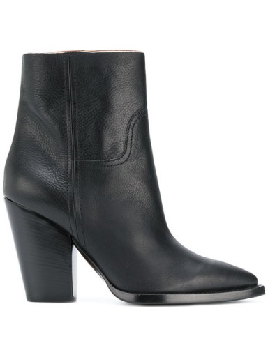 SAINT LAURENT Jodie 105 Western ankle boots / black leather stacked heel boot