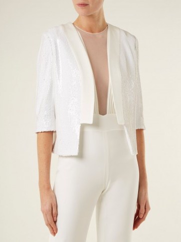GALVAN Salar sequin-embellished jacket ~ white sequinned evening jackets - flipped