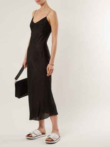 KATHARINE HAMNETT Sara black silk slip dress ~ elegant cami dresses - flipped