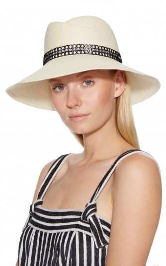 Maison Michel Rose Straw Caning Hat. OFF-WHITE HATS
