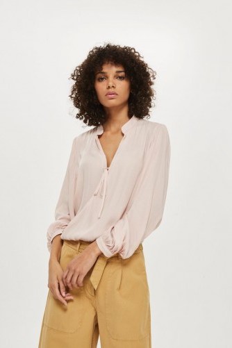 Topshop Self-Jacquard Gypsy Blouse | nude fluid blouses - flipped