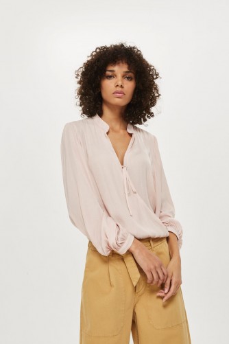 Topshop Self-Jacquard Gypsy Blouse | nude fluid blouses