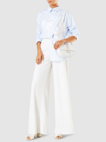 ‎SEMSEM‎ Sequinned Wide-Leg Trousers – white sequin pants - flipped