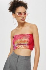 TOPSHOP Sequin Bandeau Top – 70s style strapless tops