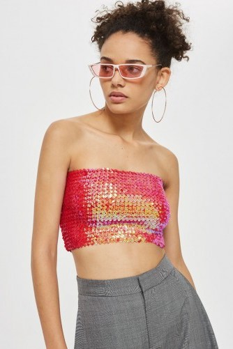 TOPSHOP Sequin Bandeau Top – 70s style strapless tops - flipped