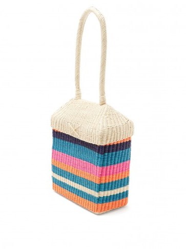 SOPHIE ANDERSON Serella woven multicoloured toquilla-straw box bag. - flipped