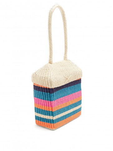 SOPHIE ANDERSON Serella woven multicoloured toquilla-straw box bag.
