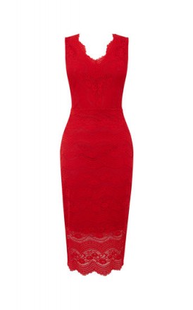 OASIS SEXY LACE DRESS / fitted red dresses