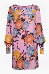 FRENCH CONNECTION SHIKOKU CREPE TUNIC DRESS | violet floral dresses for spring