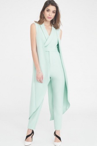 LAVISH ALICE Sleeveless Waistcoat Jumpsuit – pastel green jumpsuits - flipped