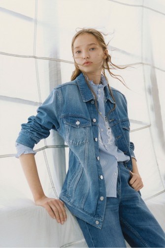 FRENCH CONNECTION SLOUCHY WESTERN DENIM JACKET | relaxed blue jackets - flipped