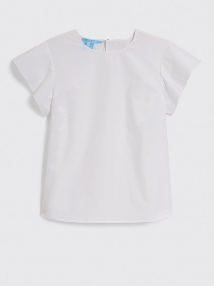 DRAPER JAMES Solid Cloister Top in Magnolia White | flutter sleeve tops - flipped