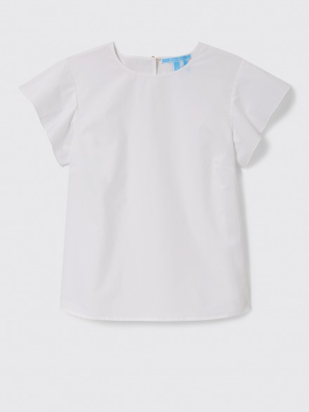 DRAPER JAMES Solid Cloister Top in Magnolia White | flutter sleeve tops