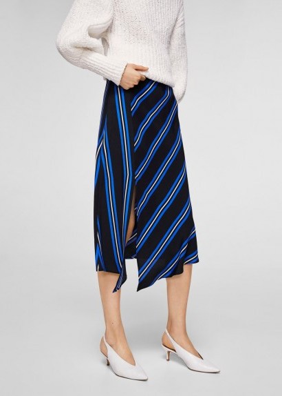 MANGO Striped asymmetric skirt RAYA | stripe skirts - flipped