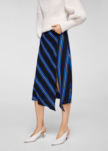 MANGO Striped asymmetric skirt RAYA | stripe skirts