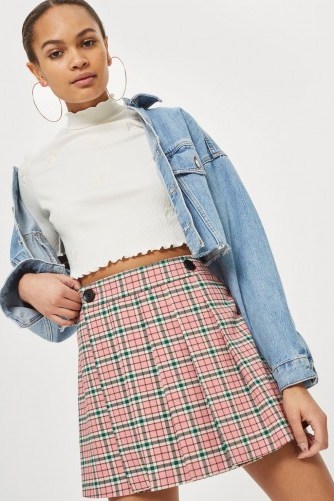 Topshop Summer Checked Mini Kilt Skirt | pink plaid kilts | pleated skirts - flipped