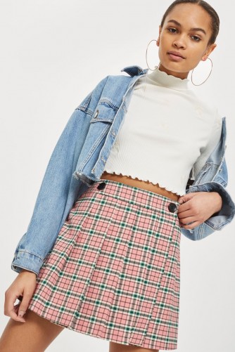 Topshop Summer Checked Mini Kilt Skirt | pink plaid kilts | pleated skirts