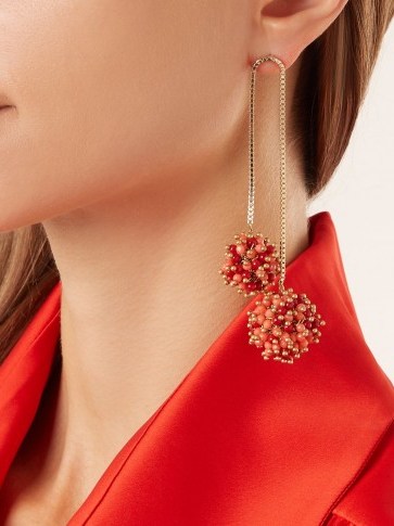 ROSANTICA BY MICHELA PANERO Suono double-drop earrings ~ coral and red beaded statement jewellery - flipped