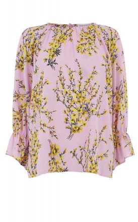 WAREHOUSE SWEETPEA PUFF SLEEVE TOP LILAC / floral tops