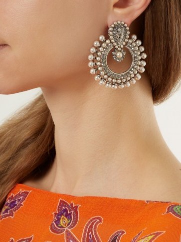 ETRO Taj Mahal faux-pearl embellished earrings ~ statement jewellery - flipped