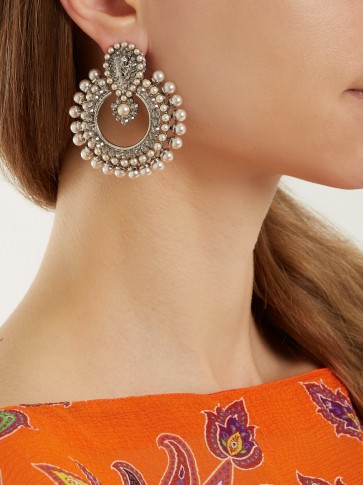 ETRO Taj Mahal faux-pearl embellished earrings ~ statement jewellery