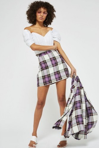 TOPSHOP Tartan Check Pelmet Skirt / purple plaid a-line skirts - flipped