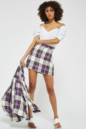 TOPSHOP Tartan Check Pelmet Skirt / purple plaid a-line skirts