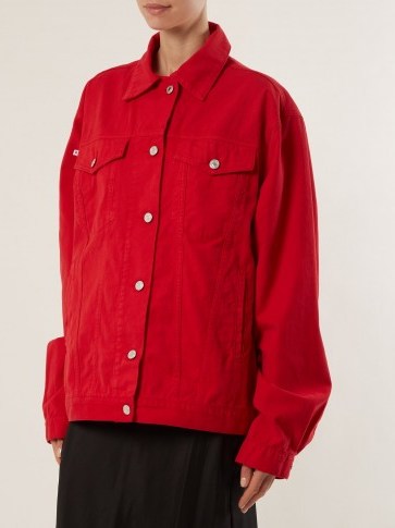 KATHARINE HAMNETT Ted oversized red denim jacket - flipped