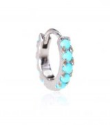 MARIA TASH Turquoise Eternity 14kt white gold earring | small single blue stone hoop | cuff earrings | hoops