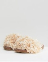 UGG Cindy Beige Shaggy Slides in soft ochre | fluffy luxe style flats